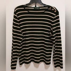 Lauren Ralph Lauren Striped Black and Cream Sweater